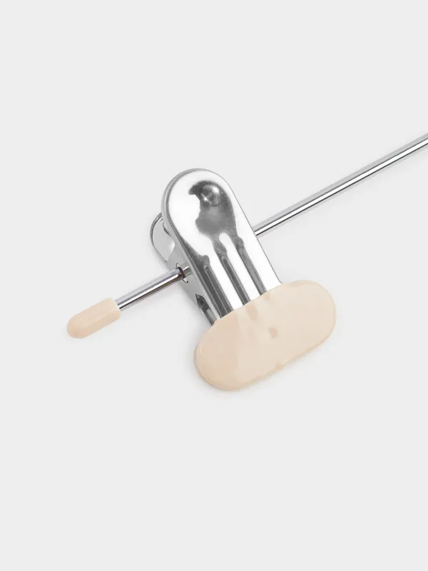 Вешалка для брюк/юбок, 33 см, 3 шт, с зажимами, металл с покрытием, бежевая, Colorful house, image-6