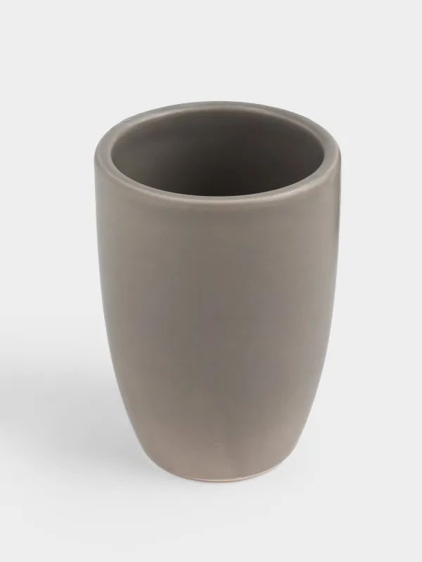 Жуынатын бөлмеге арналған стақан, 10 см, керамика, сарғылт-қоңыр сұр, Giza, image-1