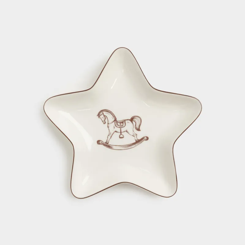 Ыдыс, 18 см, фарфор N, ақ және қою қызыл, Жұлдыз, Тербелетін ат, Christmas lace