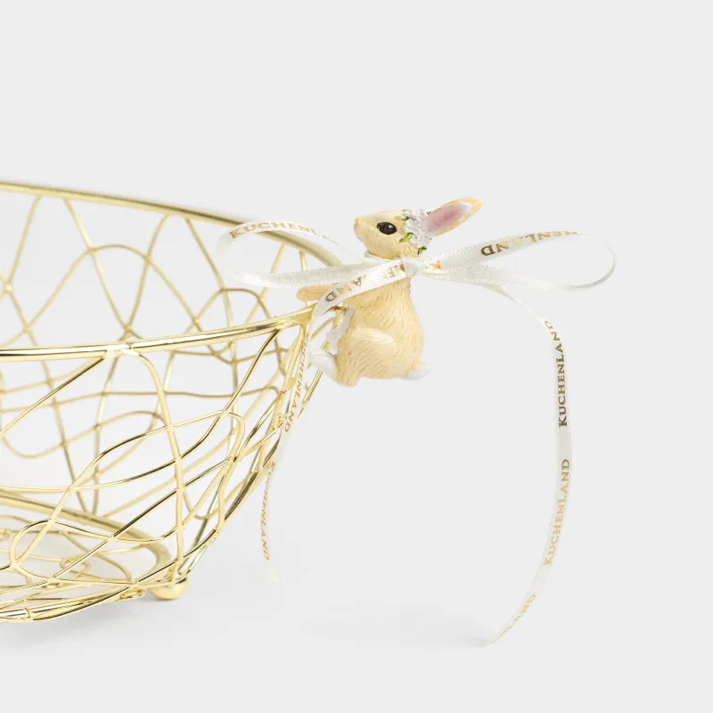 Жеміс себеті, 25х18 см, металл/полирезин, алтын түстес, Қоян, Twist gold, image-2