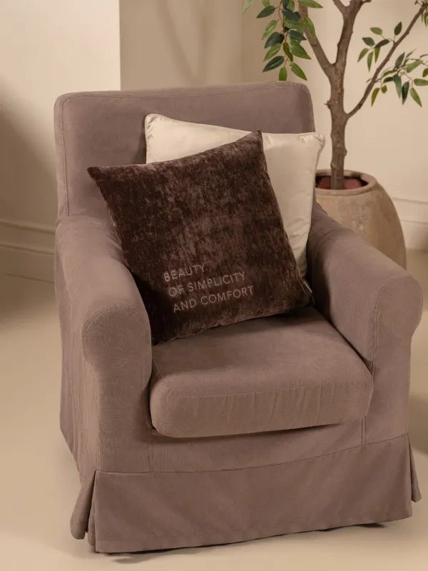 Подушка декоративная, 45х45 см, шенилл/вельвет, коричневая, Chenill, image-2