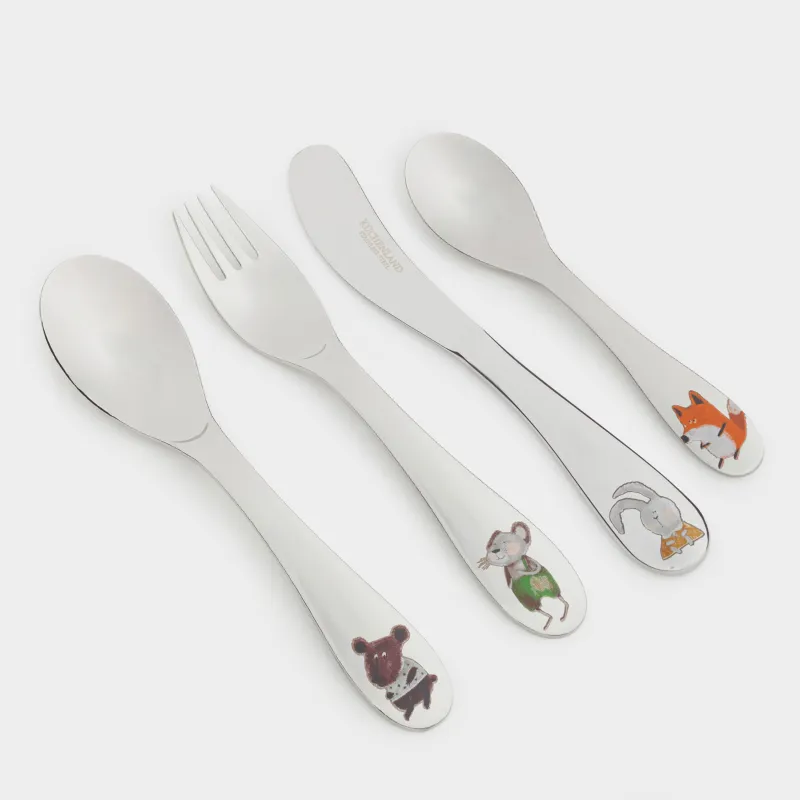 Ас құралдары, балаларға арналған, 1 адам, 4 зат, болат, Forest animals, Forest animals