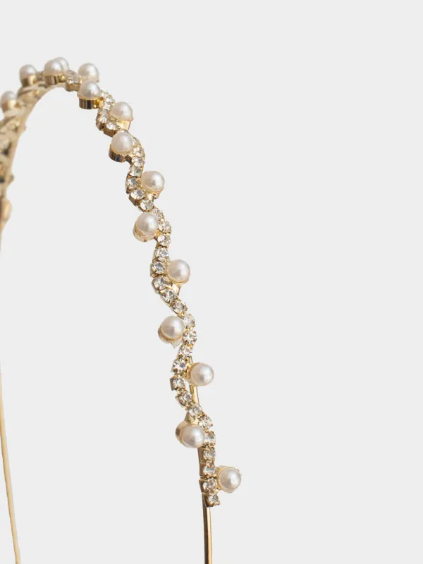 Тоғыншақ, 12х14 см, шыны/металл, алтын түстес, кристалдары бар моншақтар, Hair crystal, image-2