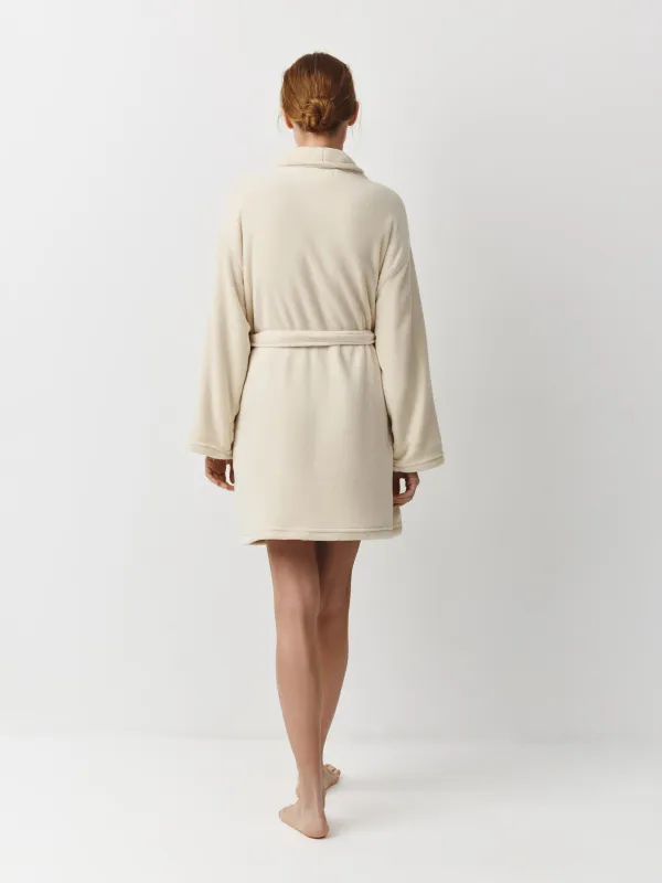 Әйелдер халаты, үйге арналған, өлшемі S/M, ұзын жеңді, жүнді, сүт түстес, Letisha, image-3