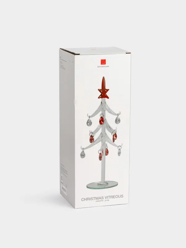 Статуэтка, 25 см, с подвесками, стекло, серебристая, Ель с кристаллами, Christmas vitreous, image-4