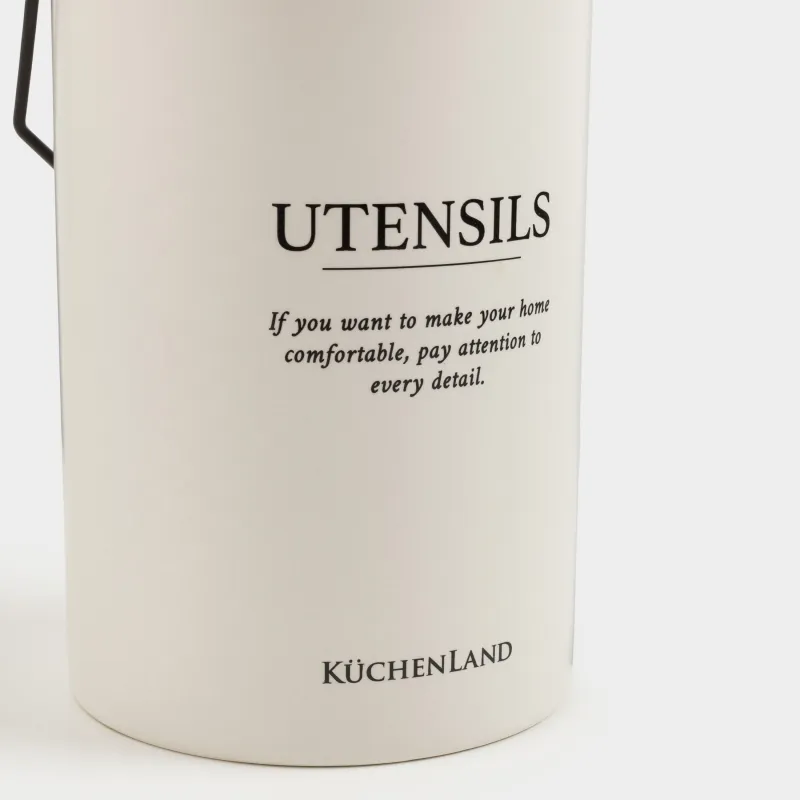 Ас үй керек-жарақтарына арналған тұғыр, 17 см, тұтқасы бар, керамика/металл, сүт түстес, Course, image-5