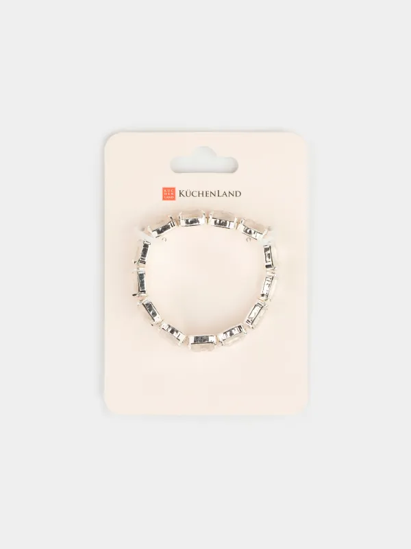 Білезік, 18 см, шыны / металл, күміс, кристалдар, Jewelry crystal, image-3