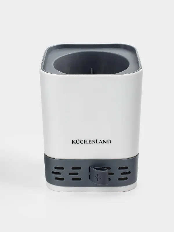 Ерш туалетный, 45 см, с подставкой/сливным контейнером, резина/пластик, серо-белый, Click, image-3