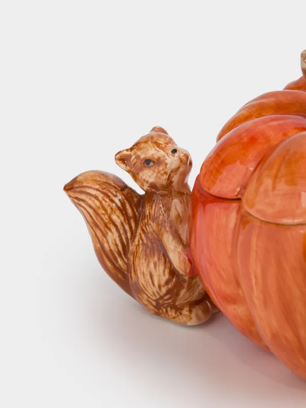 Сақтау ыдысы, 22х12 см, мл, керамика, асқабақ қосылған кірпі мен тиін, Forest symphony, image-3