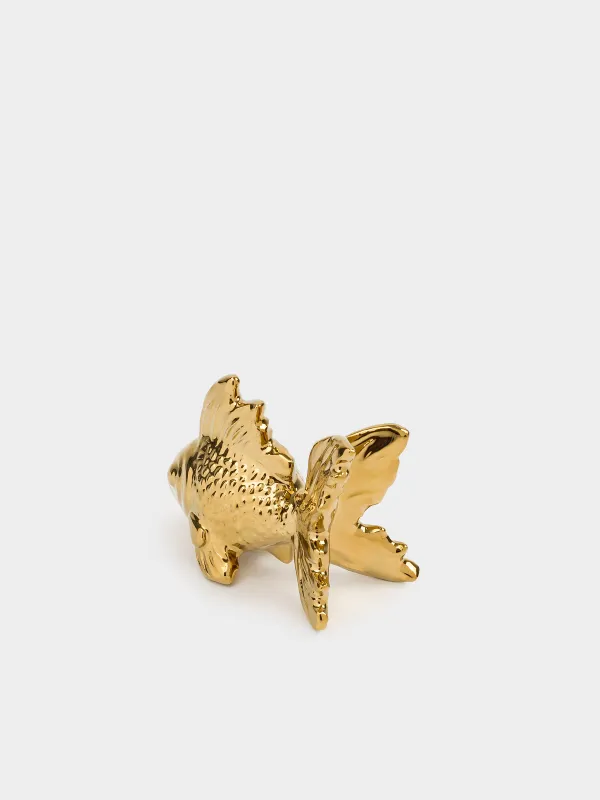 Мүсінше, 7 см, керамика, алтын, Балық, Goldfish, image-4