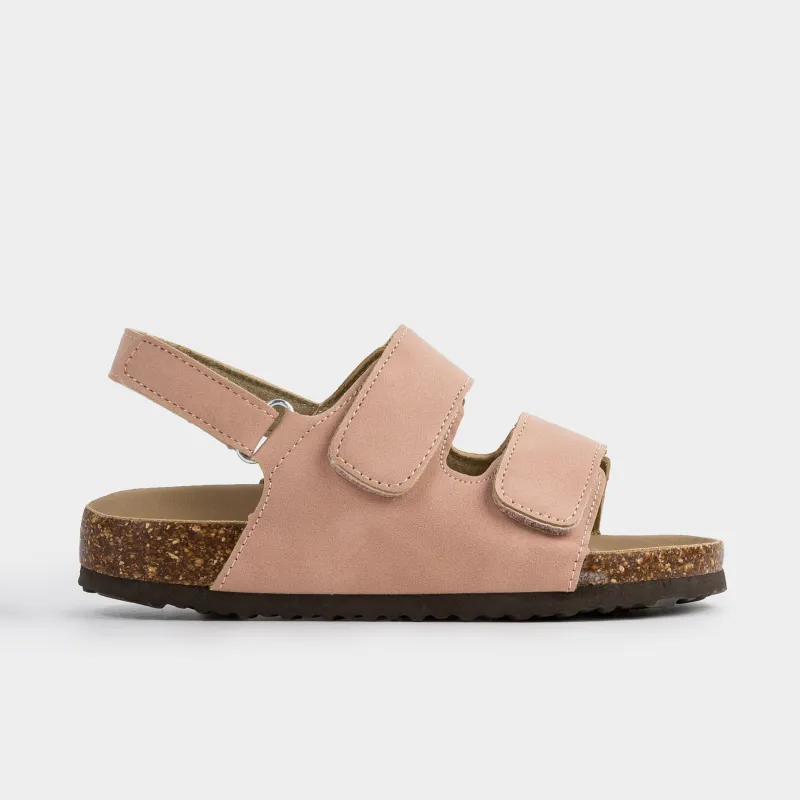 Балаларға арналған сандалдар, өлшемі 24, қыздарға арналған, жабысқышы бар, жасанды күдері, қызғылт, Suede kids