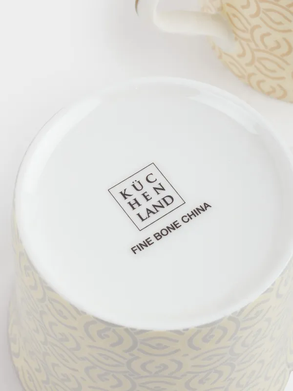 Саптыаяқ, 330 мл, 4 дана, фарфор F, микс, алтын түсті жиегі бар, Өрнектер, Geometry, image-4