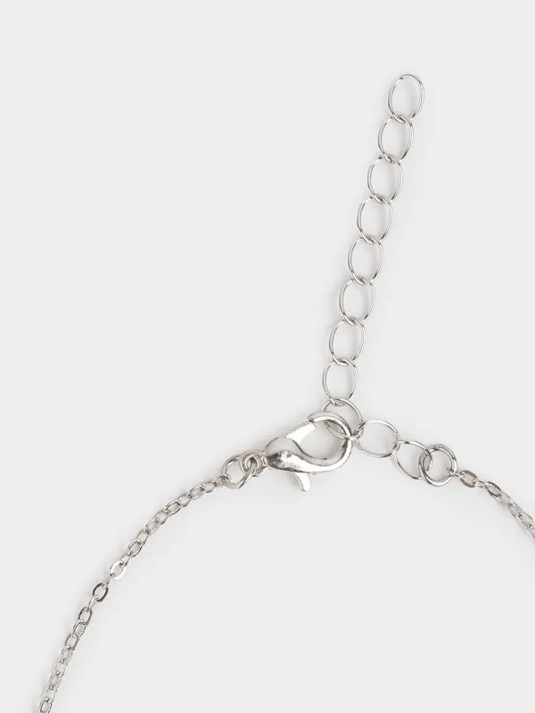 Тізбек, 30 см, аспасы бар, металл, күміс, Ажурлы қар ұшқыны, Rime, image-3