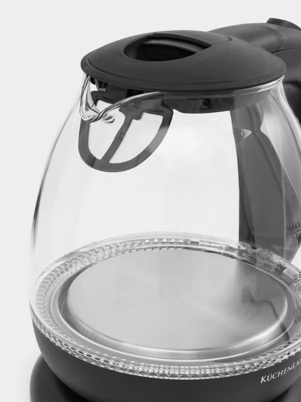 Электр шайнек, 1 л, 900-1100 Вт, шыны Б/пластик, жарықпен, қара, Progress plus, image-2