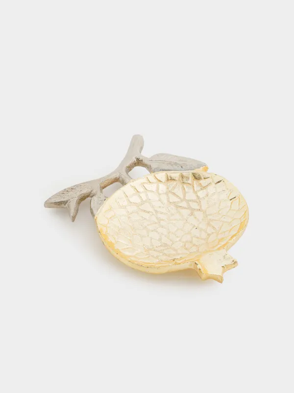 Сәндік ыдыс, 10х12 см, металл, алтын-күміс, Бұтақтағы анар, Pomegranate gold, image-1