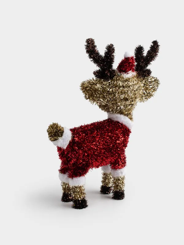 Статуэтка, 34 см, мишура/пластик, золотистая, Олень, Tinsel decor, image-3
