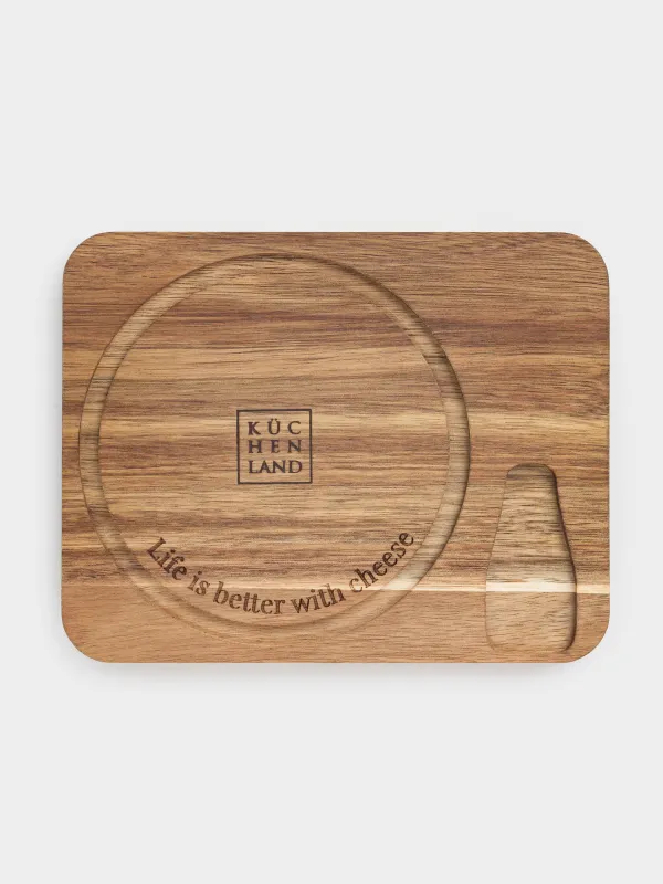 Ірімшікке арналған жиынтық, 3 зат, тақта-ыдыс/күмбез, болат/ағаш/шыны, Noble tree, image-3