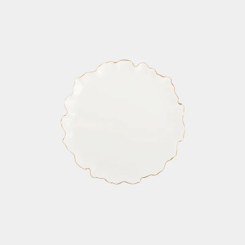 Тарелка закусочная, 20 см, фарфор P, с золотистым кантом, Мятый эффект, Crumple gold