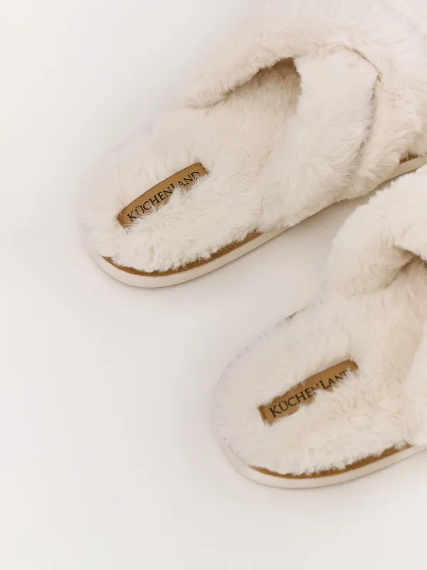 Әйелдер тәпішкелері, үйге арналған, өлшемі 40-41, жасанды үлбір, сүт түстес, Tape, image-2