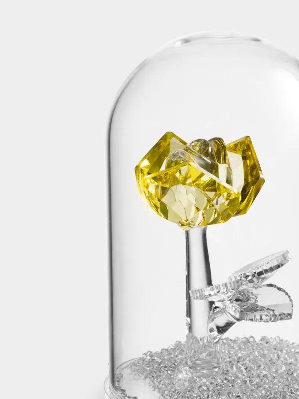 Мүсінше, 13 см, хрусталь шыны, Күмбездегі сары раушан, Crystal flower, image-2