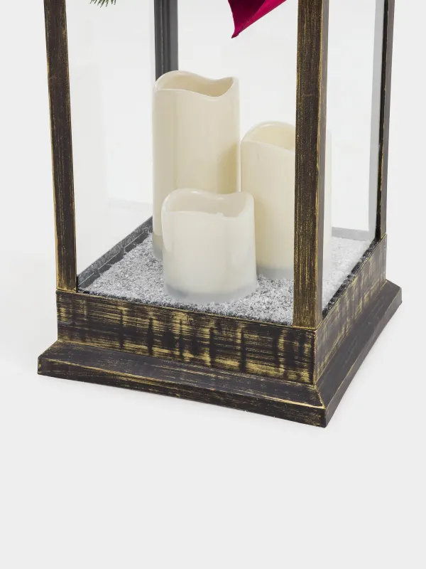 Сәндік шам, 60 см, пластик, қола, Шамдары бар шам, Bronze style, image-2