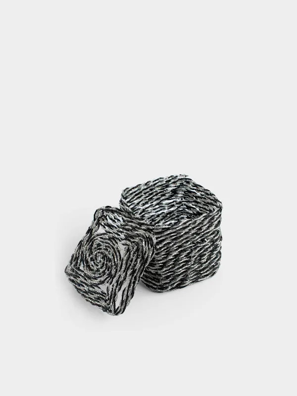 Қобдиша, 10х10 см, моншақ, қара-күміс, Shiny beads, image-2