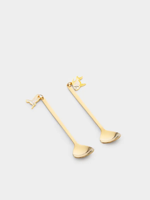 Десерт қасығы, 14 см, 2 дана, болат, алтын, Құс/Балық, Goldfish, image-2