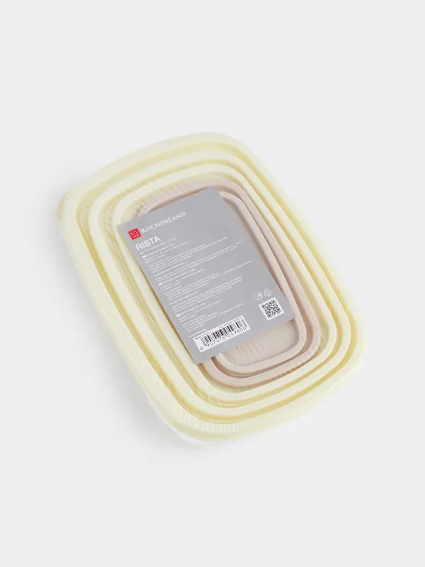 Набор контейнеров, 5 шт, пластик, прямоугольный, молочный/серо-коричневый, Rista, image-5