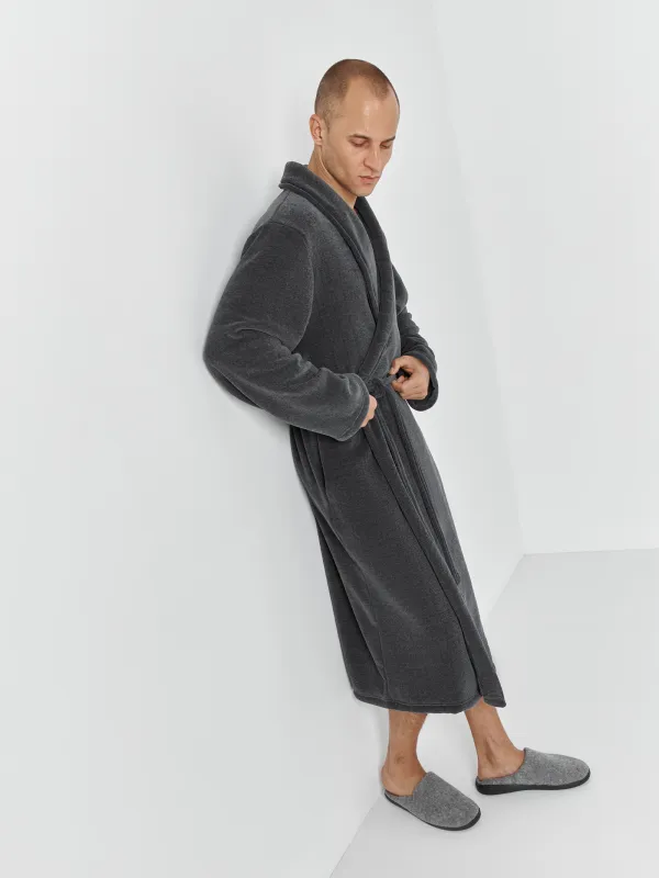 Халат мужской, с длинным рукавом, шенилл/мех, серый, Jesse, image-6