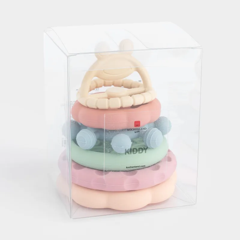 Игрушка развивающая, 11 см, 6 пр, силикон, цветная, Пирамидка фигурная, Kiddy, image-5