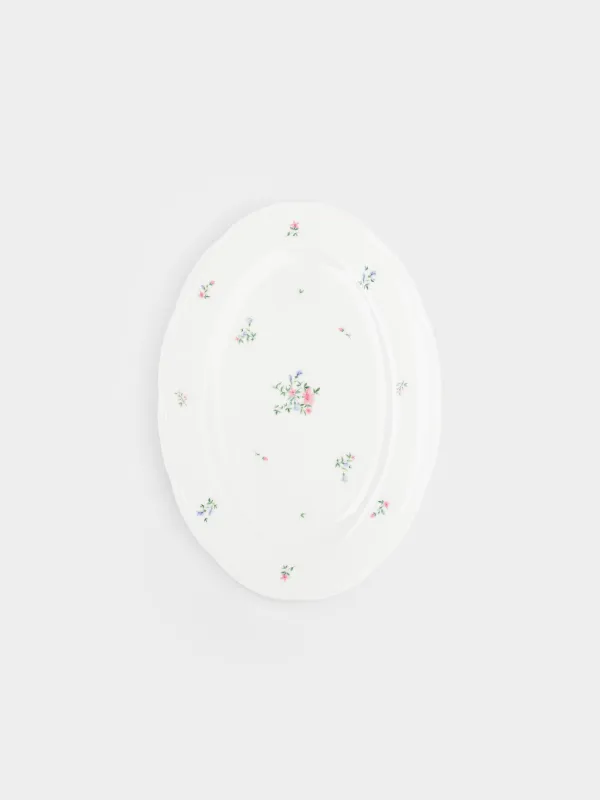 Блюдо, 30х21 см, фарфор N, овальное, белое, Нежные цветы, El floria, image-1