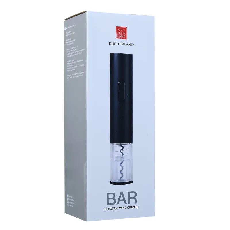 Электрлік Штопор, 25 см, фольга кескіш, пластик, қара, Bar, image-2