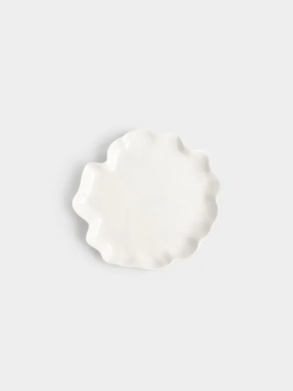 Тарелка закусочная, 20 см, керамика D, молочная, Волнистый край, Crumple, image-0