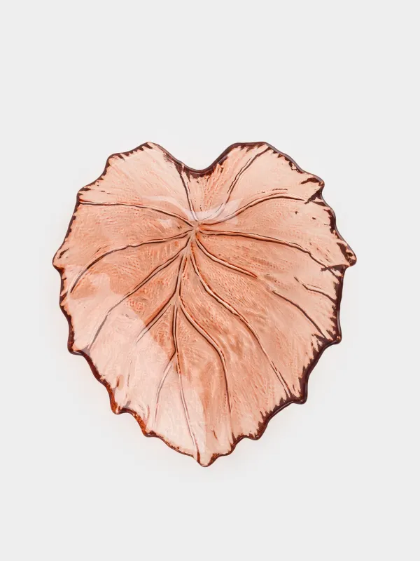 Ыдыс, 16х14х2 см, шыны, қоңыр, Жапырақ, Leaves, image-2