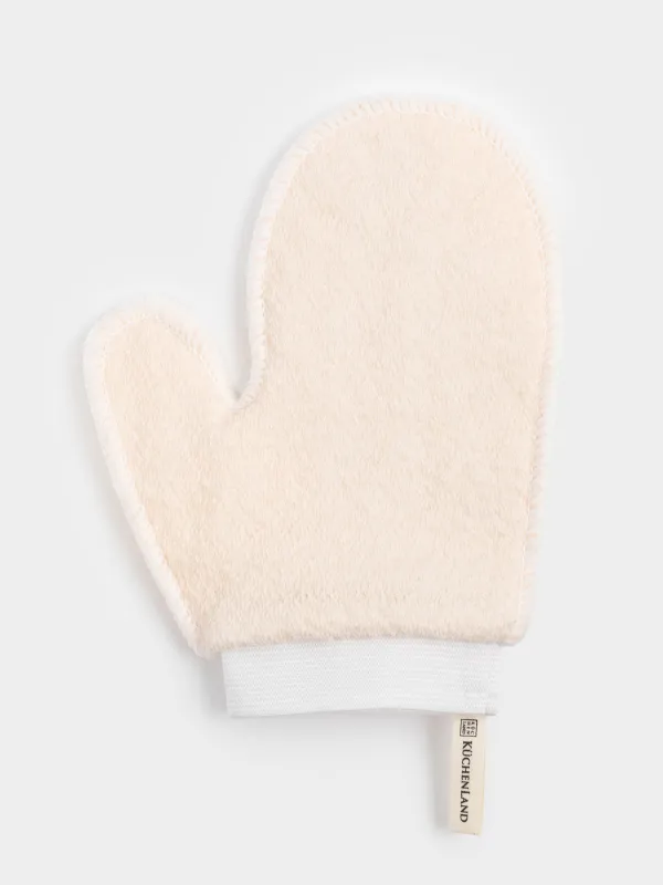 Мочалка-варежка для мытья тела, 21х17 см, отшелушивающая, полиэстер/нейлон, белая, Unique spa, image-0