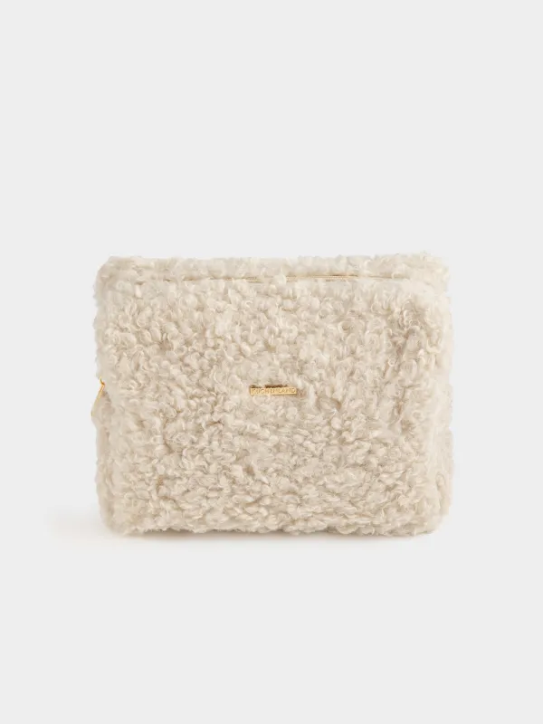 Косметикалық сөмке, 26х19 см, жасанды үлбір, сүт түстес, Curled, image-1