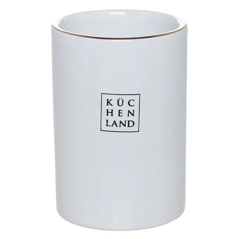 Жуынатын бөлме үшін стақан, 11 см, керамика, ақ және алтын, Freya