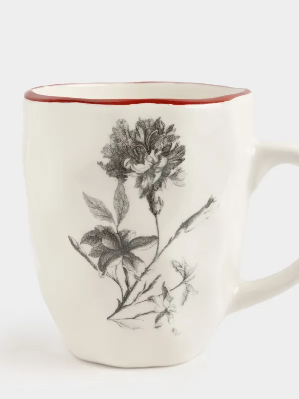 Кружка, 390 мл, керамика D, белая, Графичные цветы, Floria graphic, image-1