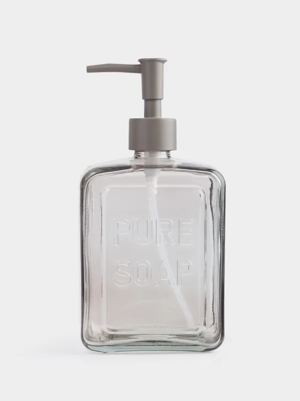 Сұйық сабын мөлшерлегіші, 570 мл, шыны/пластик, сұр-қоңыр, Pure soap, Title color, image-4