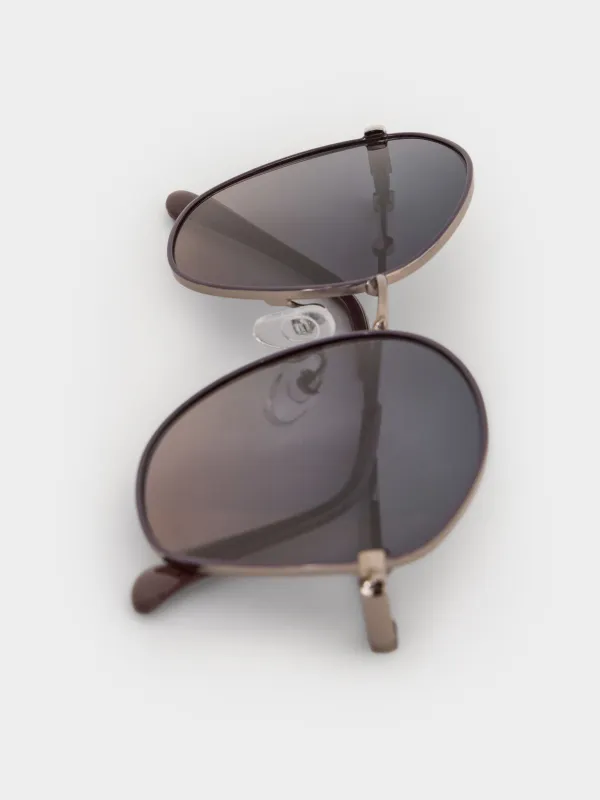 Очки солнцезащитные, металл/пластик, круглые, фиолетовые, Round, image-2