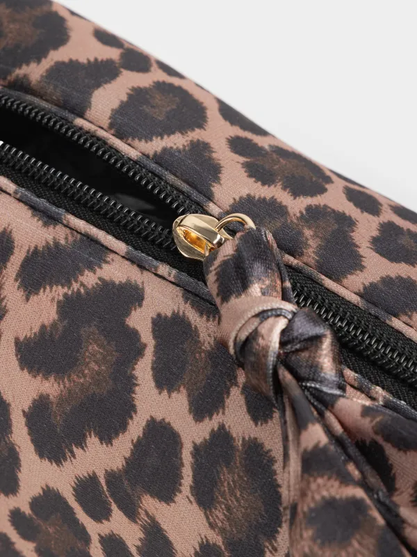 Косметикалық сөмке, 18х13 см, атлас, қара және қоңыр, Леопард, Leopard, image-4