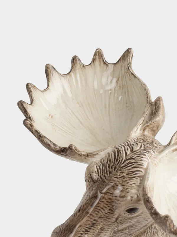 Бөлімдері бар тәрелке, 32х16 см, 2 бөлім, керамика, сүт түстес және қоңыр, Бұлан, Moose story, image-3