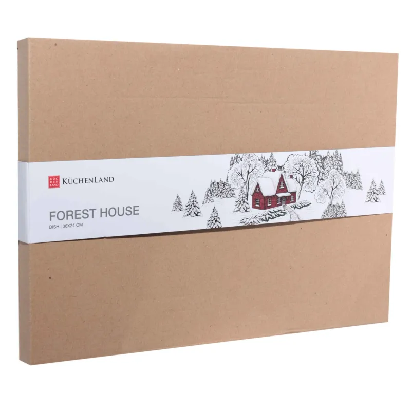 Блюдо, 36х24 см, фарфор N, овальное, белое, Дом в лесу, Forest house, image-2