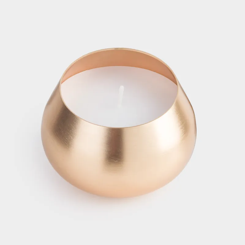 Свеча ароматическая, 8 см, в подсвечнике, металл, золотистая, Tuscan Leather, Galore candle, image-1