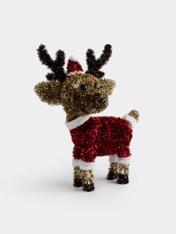 Статуэтка, 34 см, мишура/пластик, золотистая, Олень, Tinsel decor, image-2