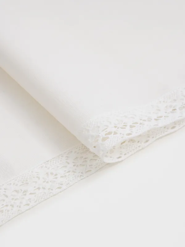 Дорожка настольная, 40х160 см, с покрытием PU, полиэстер/вискоза/лен, белая, Кружево, Comely lace, image-1