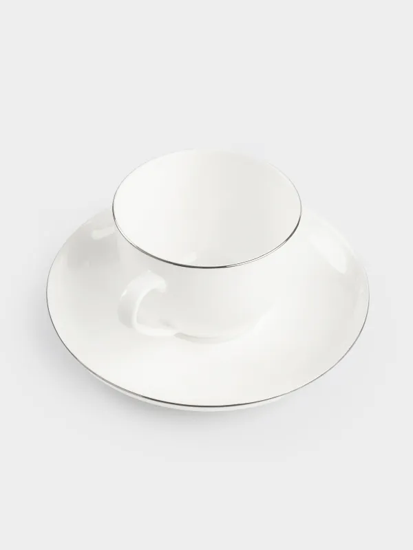 Шай жұбы, 6 адам, 12 зат, 250 мл, фарфор F, ақ, Ideal silver, image-4