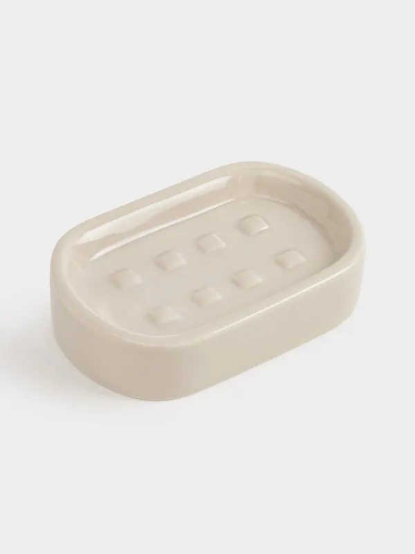 Сабын салғыш, 12х8 см, керамика, сарғылт-қоңыр, Nira, image-3