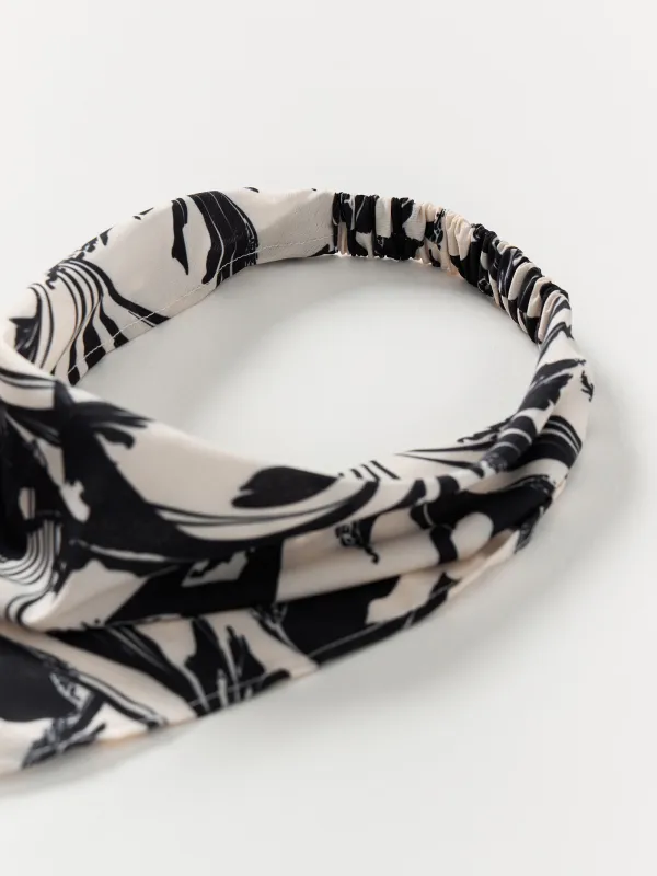 Бандана, 30 см, созылғыш, полиэстер, сүт түстес, Гүлдер, Kerchief, image-1