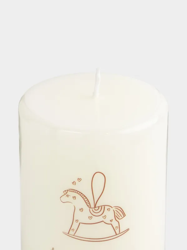 Свеча, 7х9 см, цилиндрическая, Лошадка, Antique horse, image-2